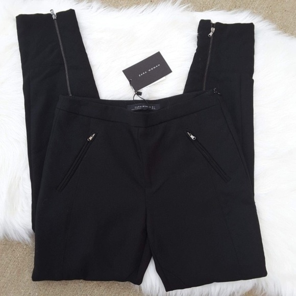 NWT ZARA WOMEN small size front zipper pant black - Picture 1 of 5